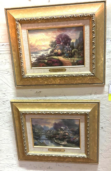 2 Framed Thomas Kinkade Art w/COA's 12" x 9"
