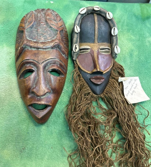 2 Hand Carved Wood Native Masks