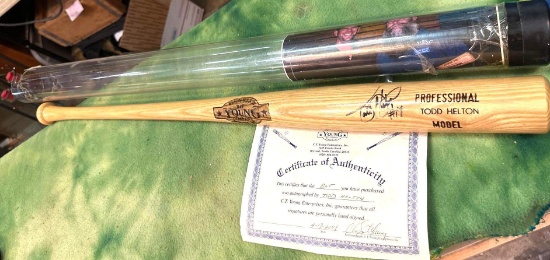 Todd Helton Autographed Baseball Bat with COA and Photograph