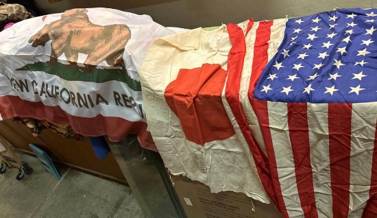 Old Japan Flag, 48 Star US Flag and New California Republic Flag