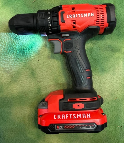 like New Craftsman 20v Cordless Drill w/battery- Works- No charger