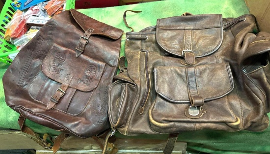 2 Vintage Leather Backpacks
