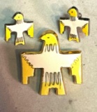 Mid Century Modern Eagle pin and Matching Earrings