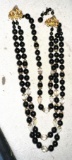 3 Strand Black Onyx Crystal Necklace