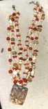 Coral, Mother of Pearl, Abalone Necklace