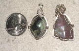 2 Pretty Gemstone Pendants Wrapped in Sterling Silver