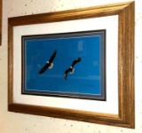 Framed Bald Eagle Picture signed 18