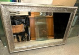 Modern Beveled Mirror with Silver Frame 42