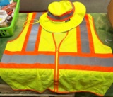 Zip up Safety Vest and Booney Hat size large