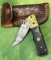 Folding Pocket knife with Sheath 3 1/2