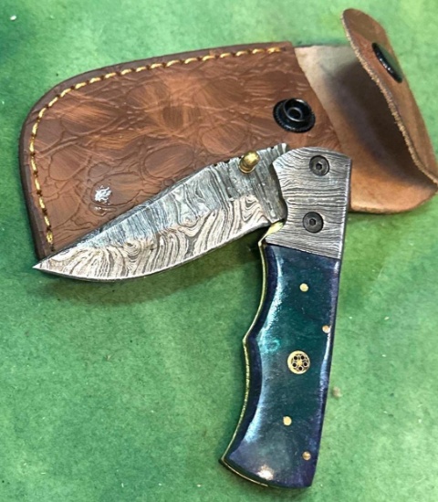 Folding Pocket knife with Sheath 3 1/2" Blade