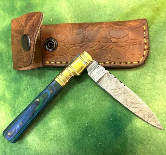 Folding Pocket knife with Sheath 4" Blade