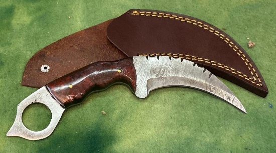 8" Curved Fixed Blade knife with sheath
