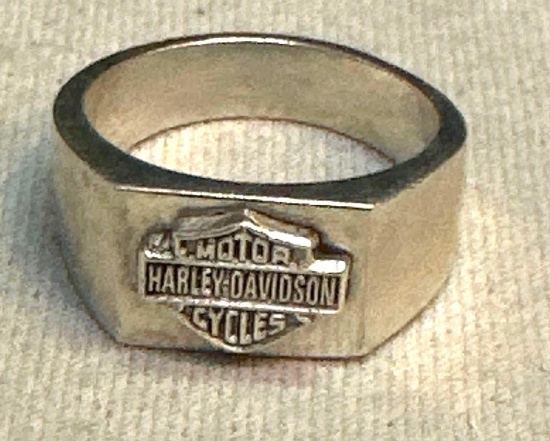 Sterling Silver Harley Davidson Motorcycle ring size 12.5