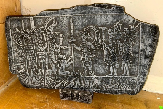 Plaque and Holder From Mexico (Looks like Stone) 10" T x 16" L