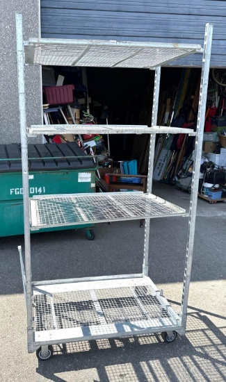 Rolling Metal Shelf Unit 84" T x 44" W