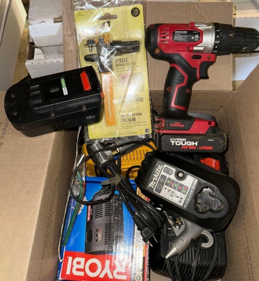 Box of MISC Power Tools- Dewalt, Craftsman, Ryobi and Makita