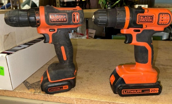 Black & Decker 12v & 20V Drills and Batteries- No charger
