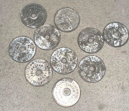 10 Washington State Tax Tokens 1930's