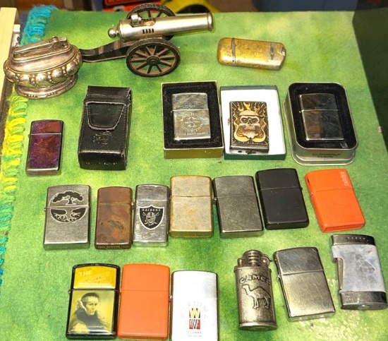 21 Lighters- Table Lighters, Some Zippos and more