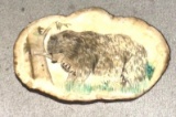 Scrimshaw of Bear on Piece of Antler