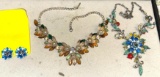 2 Vintage Style Rhinestone Necklaces and Earrings