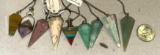 9 Healing Genuine Crystals stones on Chains- Rhodonite, Fuchsite, Pink Opal, Amethyst and more