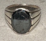 Vintage Men's Sterling silver Ring with Hematite size 13