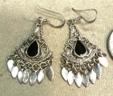 Sterling Silver Onyx Earrings- New