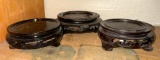 3 Carved Chinese Roosewood Vase Stands