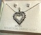 Genuine Sapphire Heart Necklace with Earrings