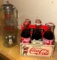 Glass Coca Cola Straw Holder and 6 Pack of Vtg Glass Coca Cola Bottles