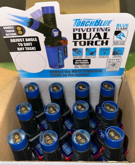 New Case of 12 Torch Blue Pivoting Dual Torches