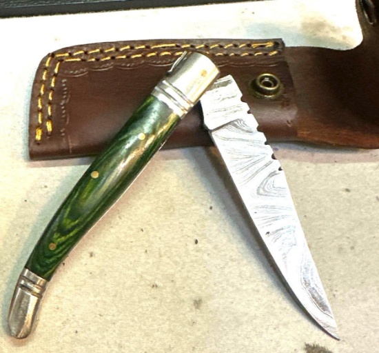 Folding Pocket knife with Sheath 4" Blade
