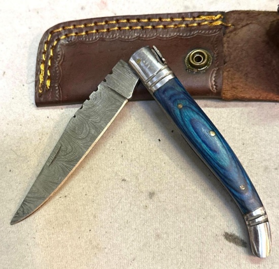 Folding Pocket knife with Sheath 4" Blade