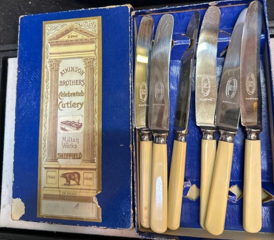 Set of 6 Atkinson Brothers Sheffield Cutlery Knives Celluloid Handles