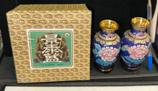 Pair of 1980's Chinese Cloisonne Vases with stands