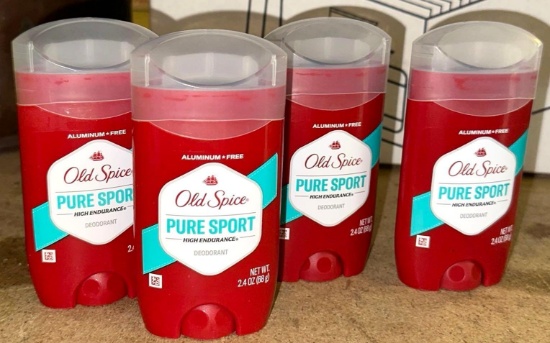 4 New Old Spice Pure sport Deodorant Sticks