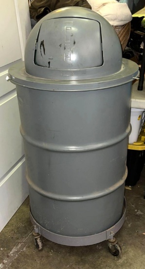 Metal Shop Trash Can on Wheels