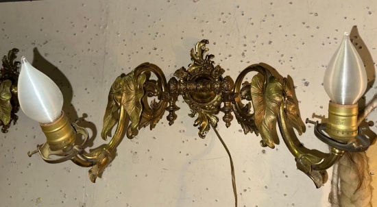 Pair of Antique Bronze Wall Sconces
