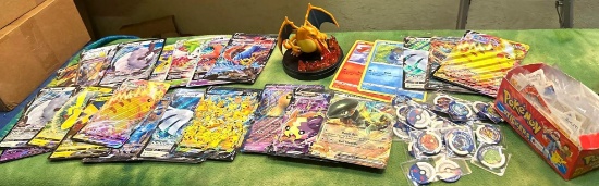 25 Jumbo Pokemon Cards, Action Figure, Tokens and Stickers