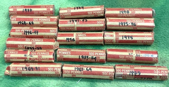 15 Rolls of Pennies 1960's- 1970's