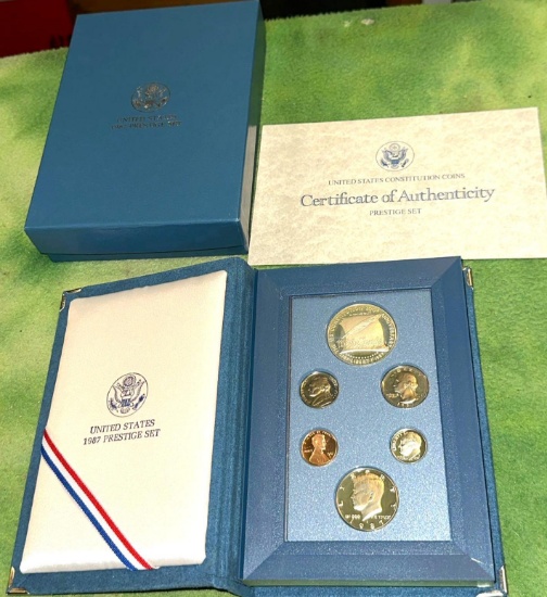 1987 Unites States Prestige coin Set - including constitution silver dollar - with COA