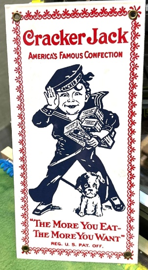 Vintage Metal Cracker Jack Sign 12" x 6"