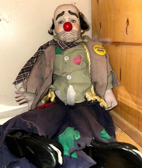 Porcelain Hobo Clown Doll