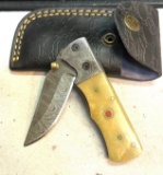 Folding Pocket knife with Sheath 3 1/2