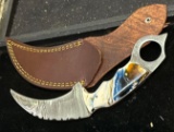 Curved Blade Knife and Sheath 4 1/2