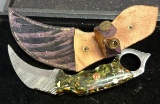 Curved Blade Knife and Sheath 4 1/2