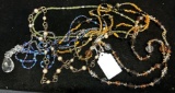 6 Crystal Beaded Necklaces- New old stock