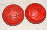 2 Cinnabar Covered Trinket Boxes